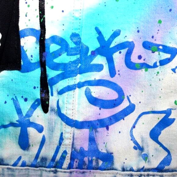 Smoke Rise Graffiti Paint Splatter Denim Jacket L - Picture 12 of 14